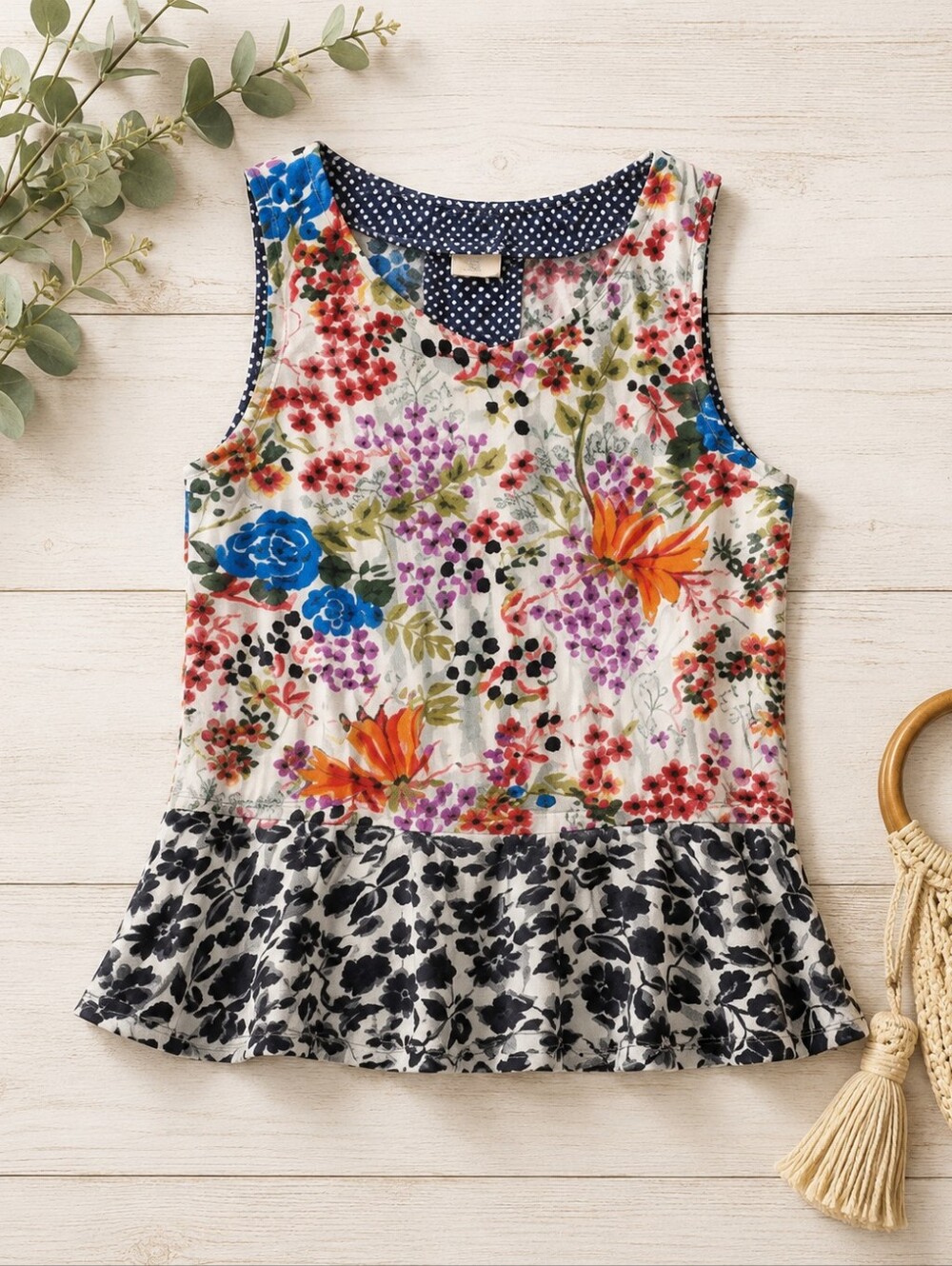 Anthro Postmark Floral Peplum Tank Top Large